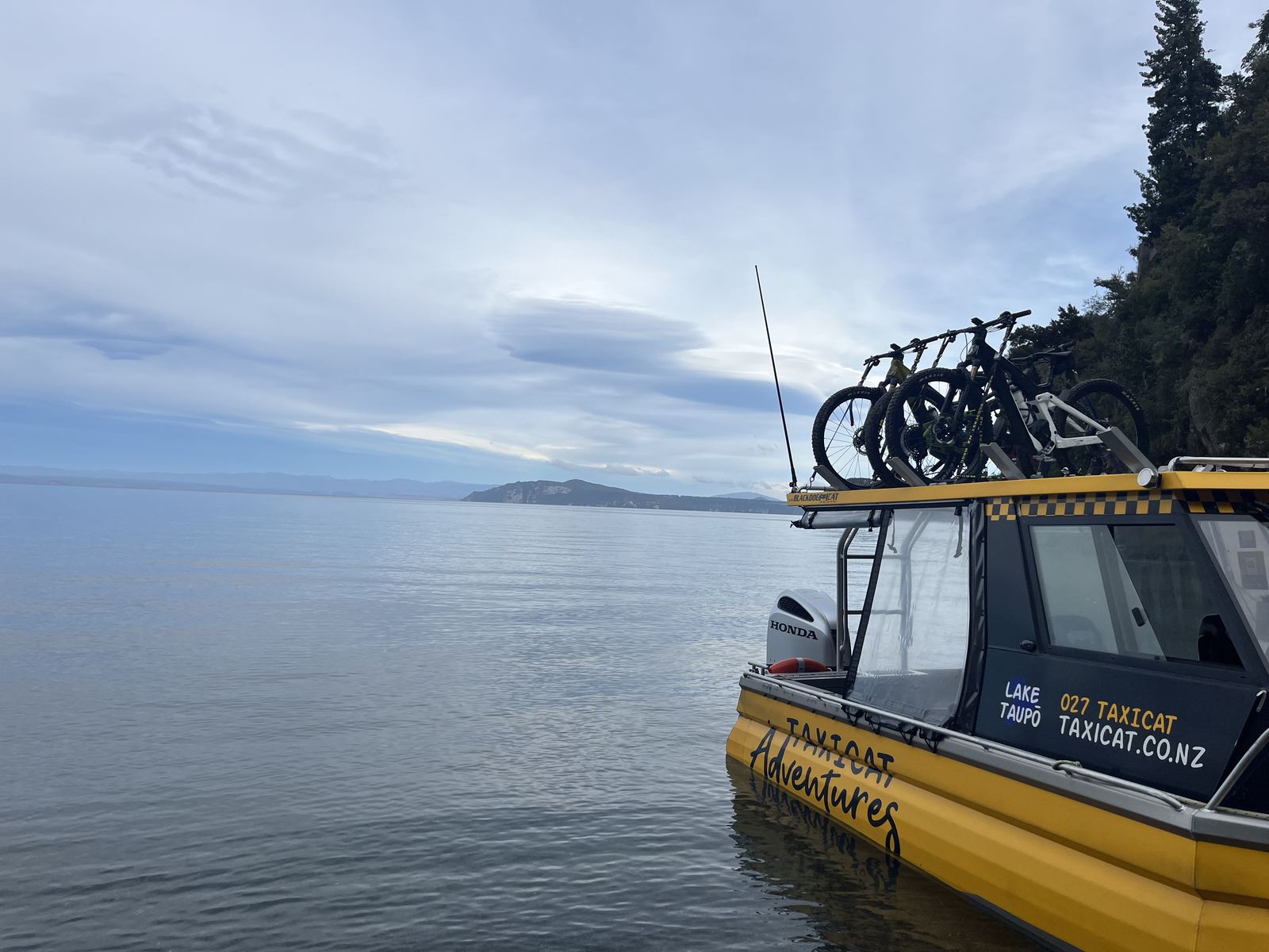 Bike shuttle boat on Lake Taupō